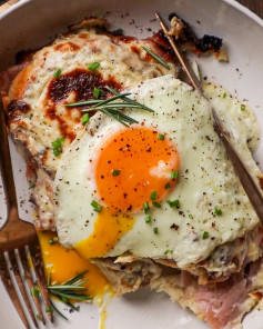 Golden Croque Madame with Creamy Béchamel and Sunny Egg