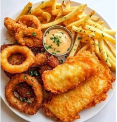 Golden Crunchy Cod & Onion Rings Delight