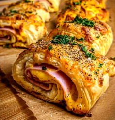 Golden Ham and Cheese Puff Delight