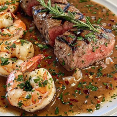 Gourmet Surf and Turf with Red Wine Shallot Elegance
