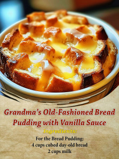 Grandma’s Old-Fashioned Bread Pudding with Vanilla Sauce