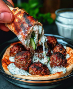 Greek Meatball Pitas with Cucumber Yogurt Sauce 🇬🇷🥙😋