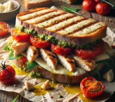 Grilled Chicken Sandwich with Pesto and Roasted Tomatoes