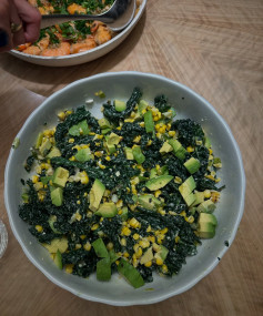 Grilled Corn & Avocado Salad with Zesty Feta Dressing