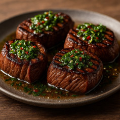 Grilled Filet Mignon with Zesty Chimichurri Splash