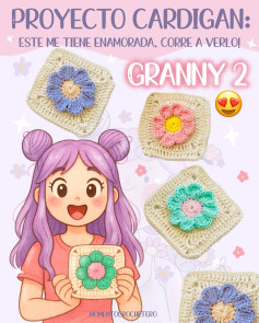 Hermoso patrón de cuadrado de flor para cardigan