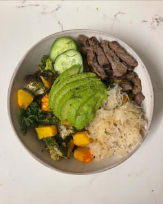 High-Protein Beef and Avocado Pumpkin Bowl