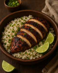 Island-Style Jerk Chicken with Coconut-Lime Infused Rice