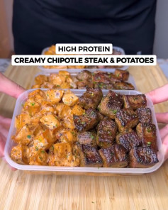 Juicy Chipotle Steak Bites with Creamy Herbed Potatoes