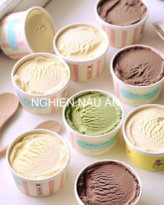 Kem Bốn Vị Mát Lạnh: Trà Xanh, Socola, Chuối, Dâu