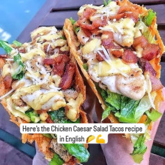 Keto Chicken Caesar Tacos with Crispy Bacon Delight