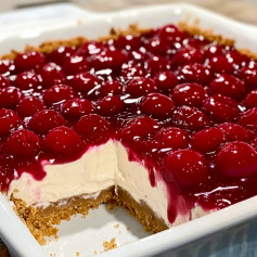 Luscious Cherry Cream Delight with Graham Crust
