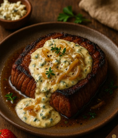 Luxurious Blue Cheese Steak with Caramelized Onion Bliss