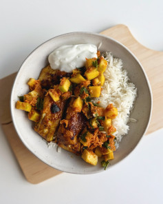 Mango Curry Chicken Rice Bowl: A Tropical Indian Delight