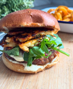 Minted Lamb Burger with Honey Grilled Halloumi