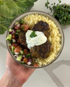Moroccan Meatball Medley with Lemon Garlic Yogurt