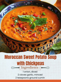 Moroccan Sweet Potato Soup with Chickpeas