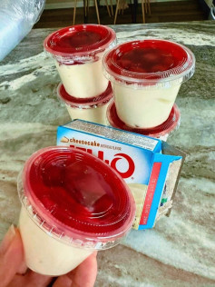 No instructions needed. Cherry cheesecake cups