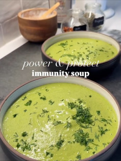 Nutty Broccoli Feta Protein Boost Soup
