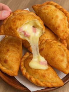 Pastel Crocante de Presunto e Queijo Derretido