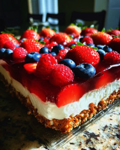 PATRIOTIC BERRY PRETZEL SALAD