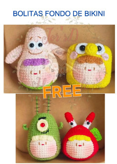 Patrones de amigurumi inspirados en personajes de Fondo de Bikini