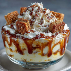 Pavê Trufado de Chocolate Branco com Caramelo e Doce de Leite