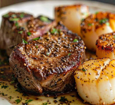 Pepper-Crusted Surf and Turf Delight