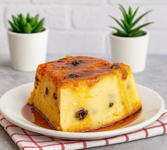 Pudim de Pão com Caramelo e Passas