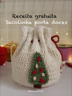 Receita de sacolinha de crochê para doces natalinos.