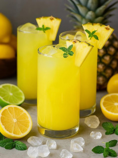 Refresco Tropical de Abacaxi com Limão e Toque de Hortelã