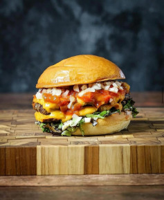 Salsa Smash Burger with Cheddar Delight