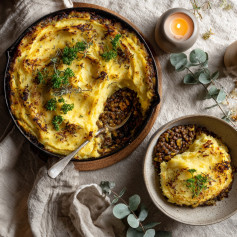 Savory Lentil Shepherd’s Pie with Cauliflower Potato Mash