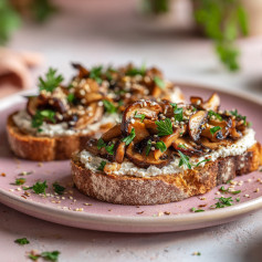 Savory Miso Mushroom Hummus Toast Delight
