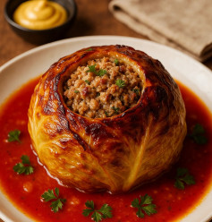 Savory Roasted Cabbage with Hearty Meat Filling