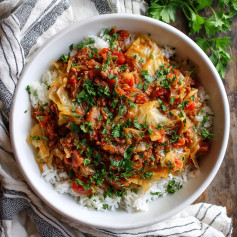 Savory Vegan Cabbage Delight with Smoky Tomato Essence