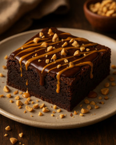 Silky Peanut Swirl Fudge Brownies with Crunchy Roasted Peanut Topping