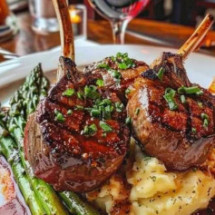 Sizzling Lamb Chops with Garlic Bliss Mash and Asparagus