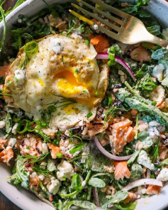 Smoked Salmon Brunch Salad with Creamy Garlic Dill Dressing