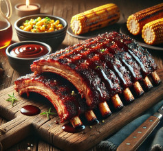 Smoky BBQ Ribs with Grilled Corn and Coleslaw