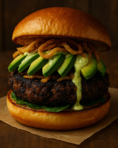 Smoky Chipotle Black Bean Burger with Lime Zest Aioli