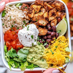 Smoky Chipotle Chicken Burrito Bowl with Avocado Bliss