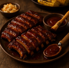 Smoky Maple-Bourbon Glazed BBQ Ribs