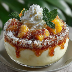 Sobremesa Tropical dos Deuses com Abacaxi e Coco