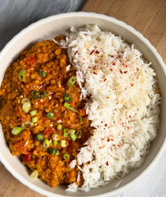 Spiced Coconut Lentil Dhal with Fragrant Basmati