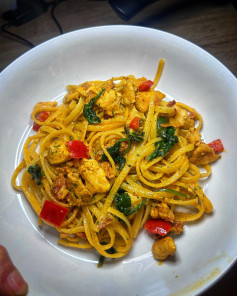 Spicy Cajun Chicken & Chorizo Linguine Delight