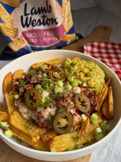 Spicy Cheesy Loaded Fries with Guacamole Delight