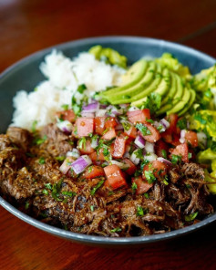 Spicy Chipotle Shredded Beef Bowl with Avocado Bliss