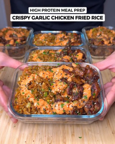 Spicy Crispy Garlic Chicken with Savory Fried Rice Delight