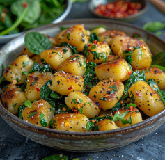 Spinach Infused Golden Vegan Gnocchi Delight